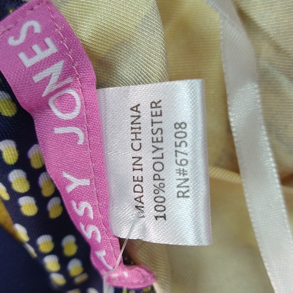 NEW! Sassy Jones Printed Wrap Topper Robe with Belt, Yellow & Blue - Picture 15 of 16